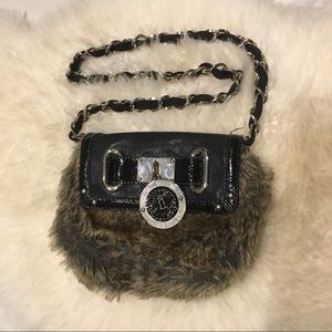 Faux fur shoulder bag